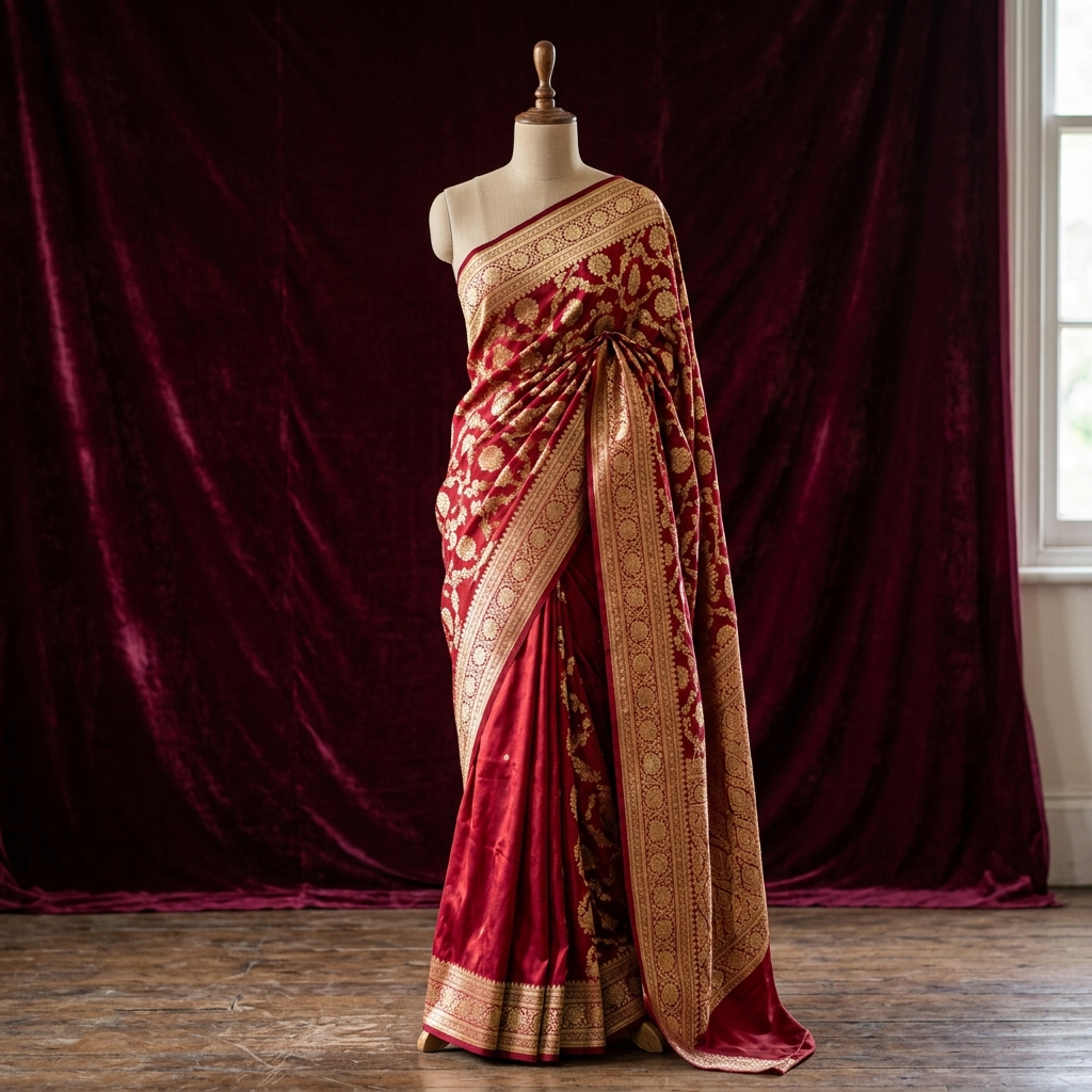 Royal red & gold silk saree